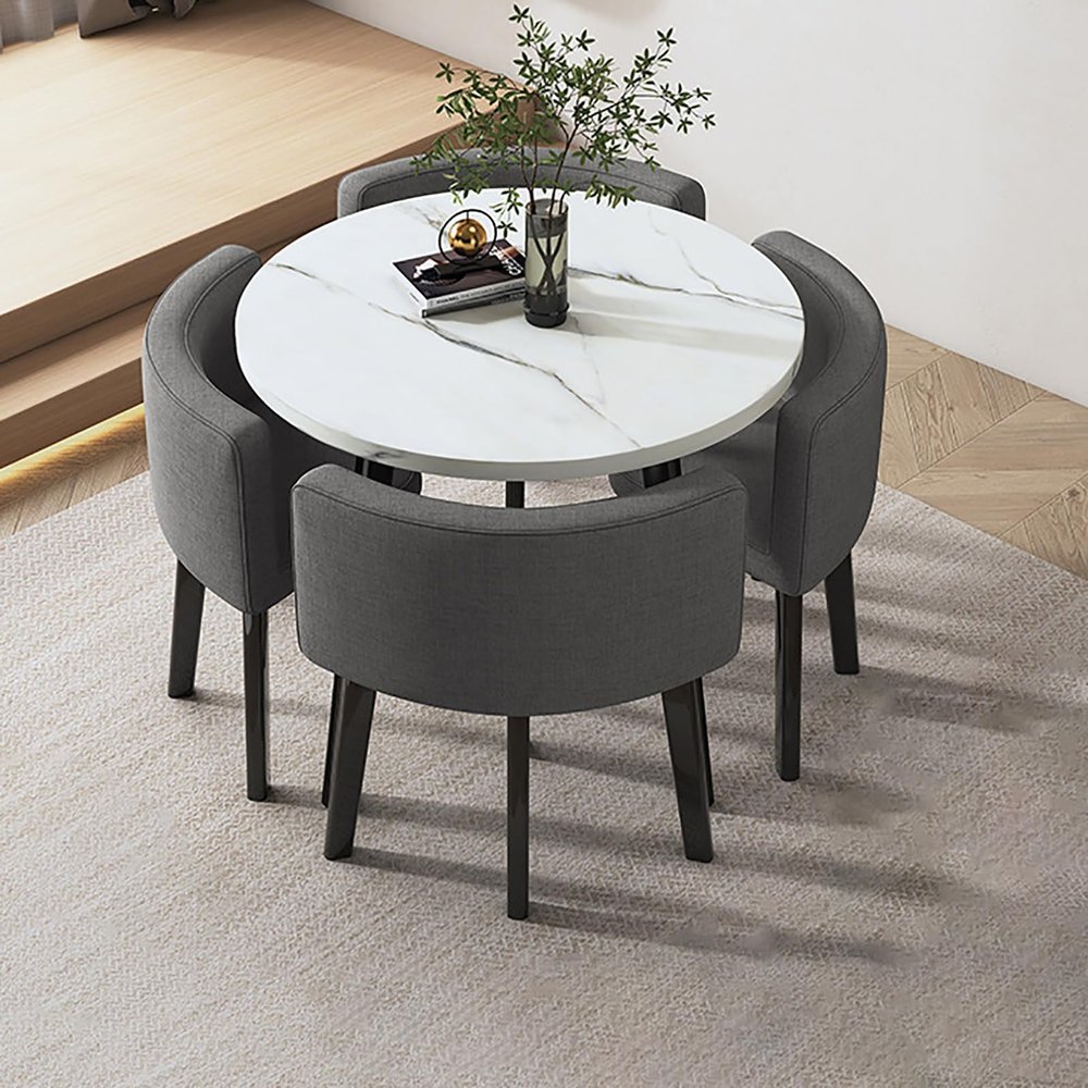 WQZzjm Modern Round Dining Table Set for 4, Kitchen Breakfast Bar Furniture for Small Offices and Conference Rooms (24)