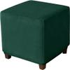 Velvet Square Ottoman Cover, Stretch Stool Protector, 35x35 to 80x80 cm, Dark Green, 60 cm/24 in view 2
