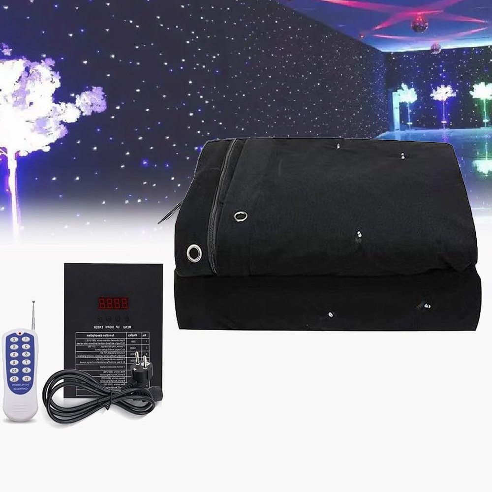 XUXIAO LED Stage Starry Background Fabric, Blue and White, 3 x 6 m