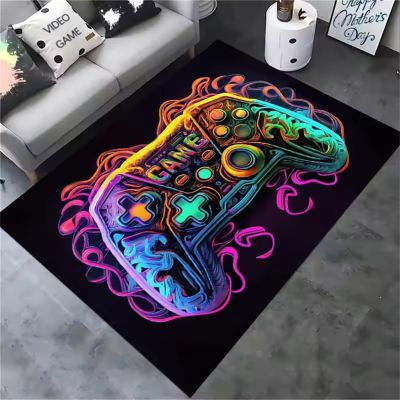 PEIHUODAN Gaming Rug, Modern Cool Game Controller Design, Floor Mat for Teen and Children's Gaming Rooms, Decorative Runner for Living Room or Bedroom (Game, 3.80 x 120 cm)