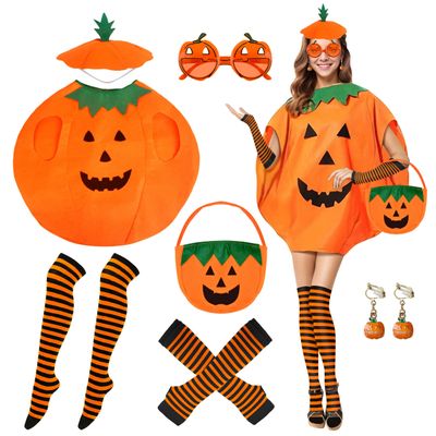 Creerluces Women's Halloween Pumpkin Costume Set