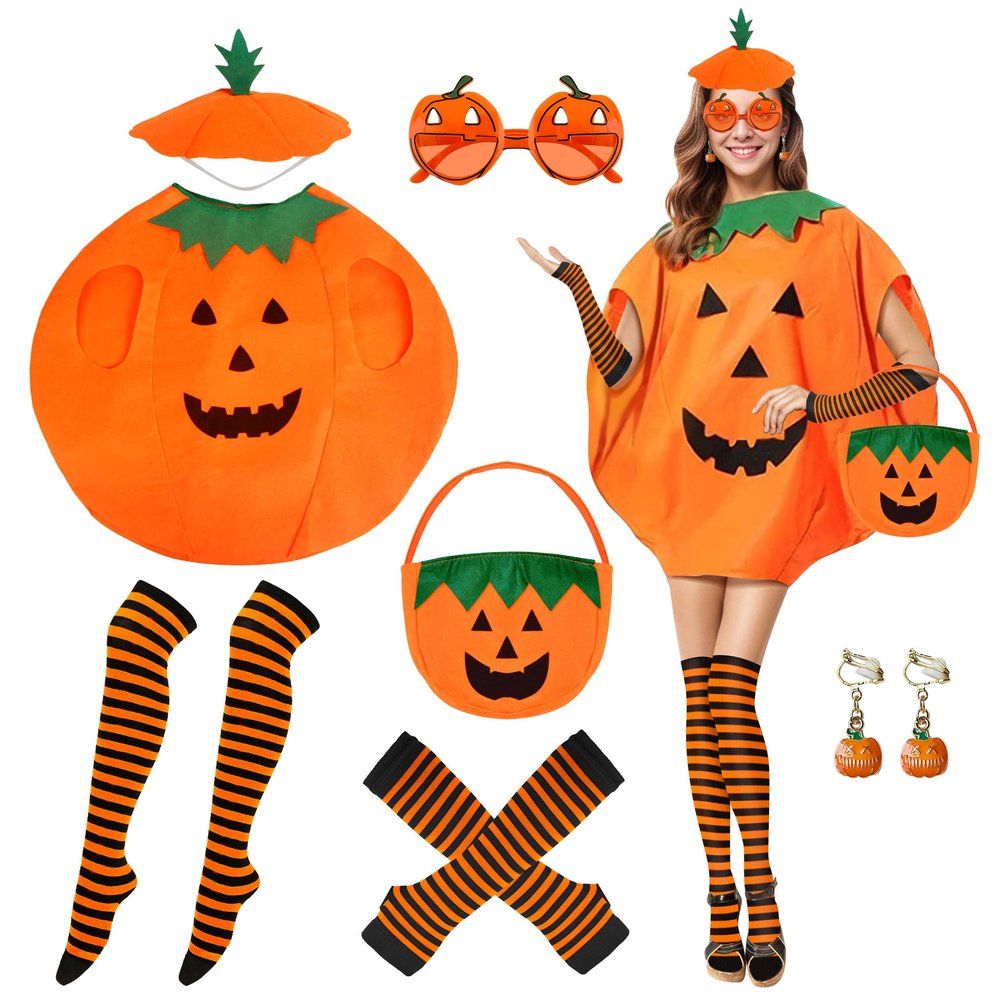 Creerluces Women's Halloween Pumpkin Costume Set