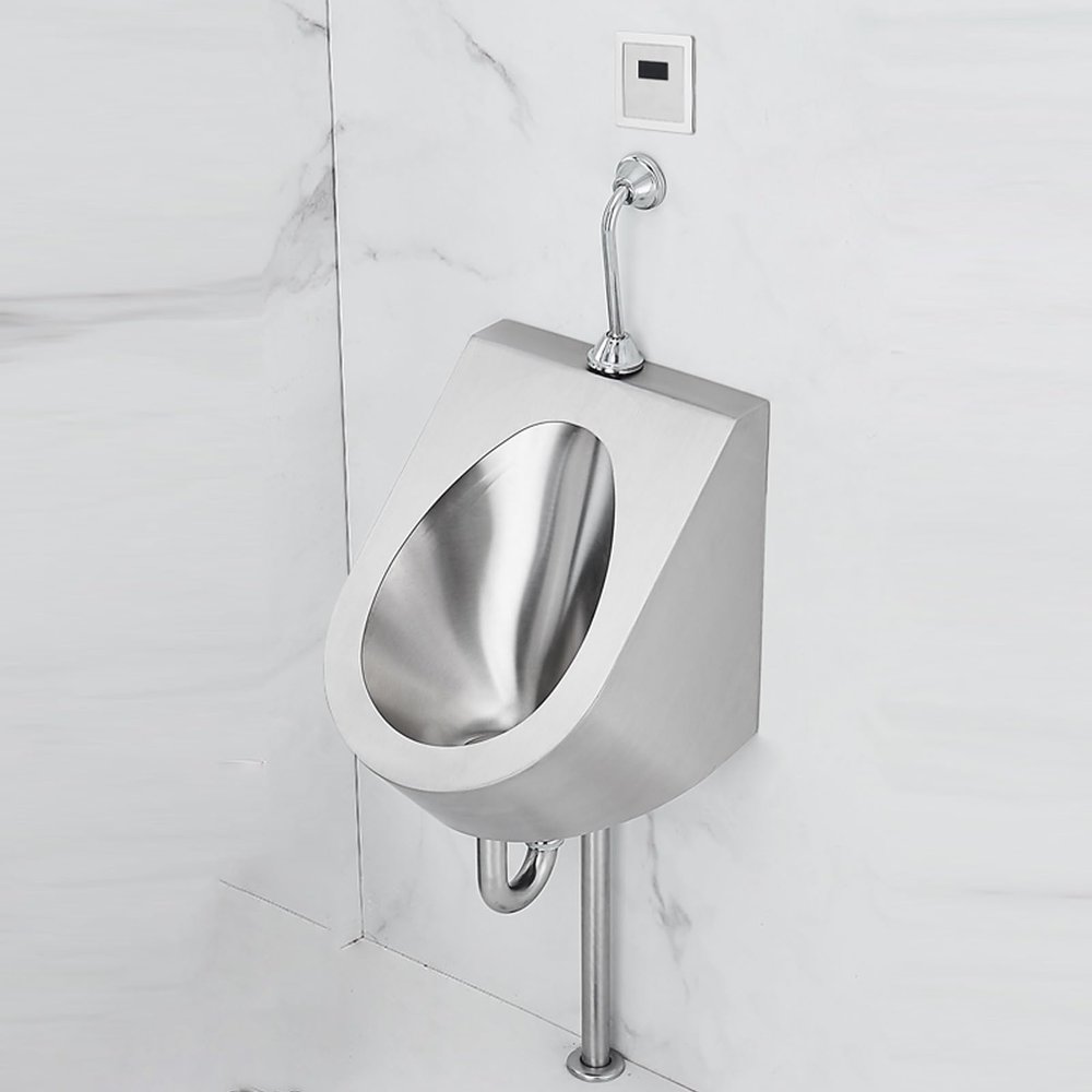 304 Stainless Steel Sensor Urinal, Wall- or Floor-Mounted, Automatic Flush
