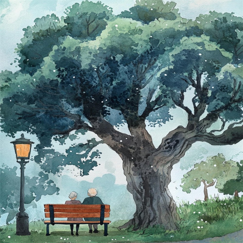 AxiangziK 11CT DIY Embroidery Kit, Cartoon Couple and Large Tree, Pre-Printed Cross-Stitch Kit, 60 x 80 cm