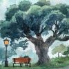 AxiangziK 11CT DIY Embroidery Kit, Cartoon Couple and Large Tree, Pre-Printed Cross-Stitch Kit, 60 x 80 cm view 1