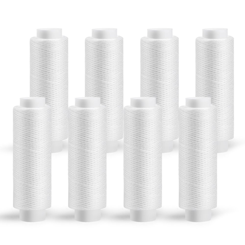 8 Spools Sewing Thread, 200 Yards White Polyester