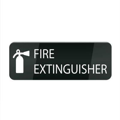 Acrylic Plastic Fire Extinguisher Sign for Home or Office, Modern Door or Wall Sign, 25.4 x 7.6 cm