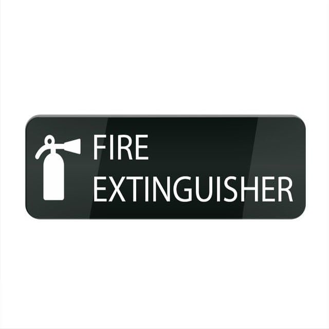 Acrylic Plastic Fire Extinguisher Sign for Home or Office, Modern Door or Wall Sign, 25.4 x 7.6 cm
