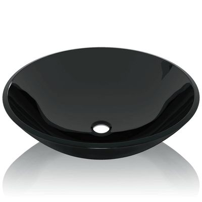 Black Tempered Glass Countertop Bathroom Sink