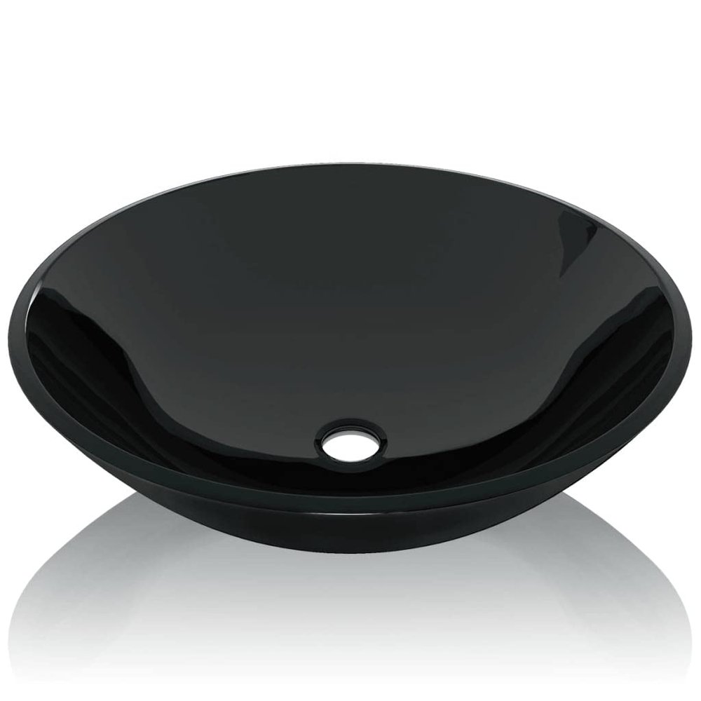 Black Tempered Glass Countertop Bathroom Sink