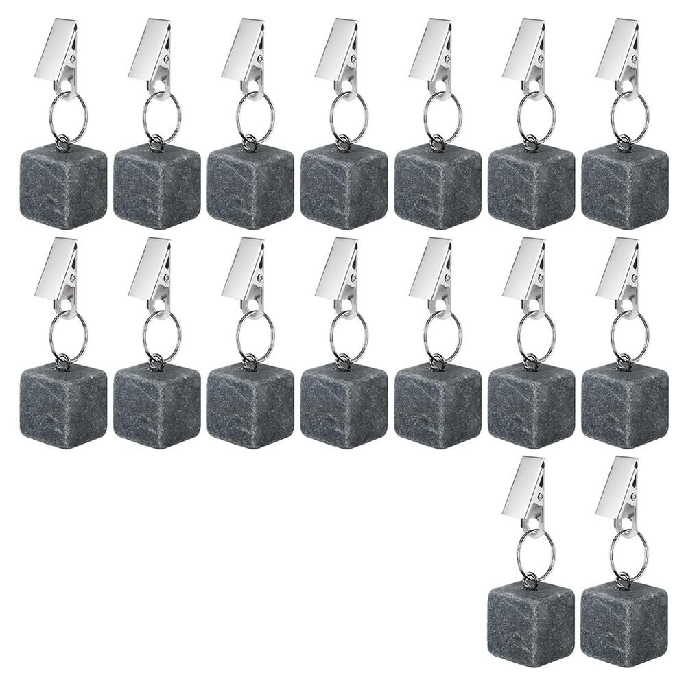 Kueohse 16-Piece Tablecloth Weights with Metal Clips, Marble Cubes