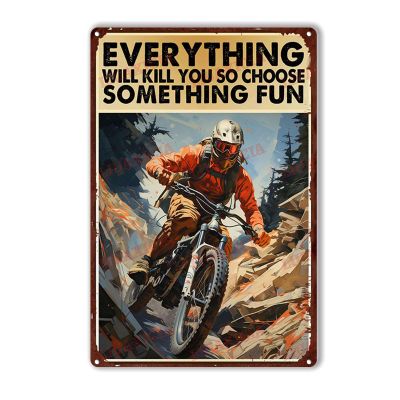 Bar Tin Sign "Choose Something Fun" Motorcycle Funny Tin Sign, Man Cave, Garage, Home, Bar, Restaurant Decoration, 20 x 30 cm
