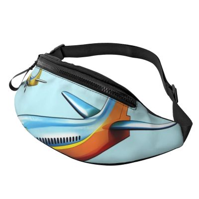 Cartoon Airplane Belt Bag for Men and Women, Waterproof Running Waist Pack with Adjustable Strap