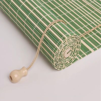 Outdoor Weather-Resistant Bamboo Roller Blind, 50 x 150 cm, Green-White