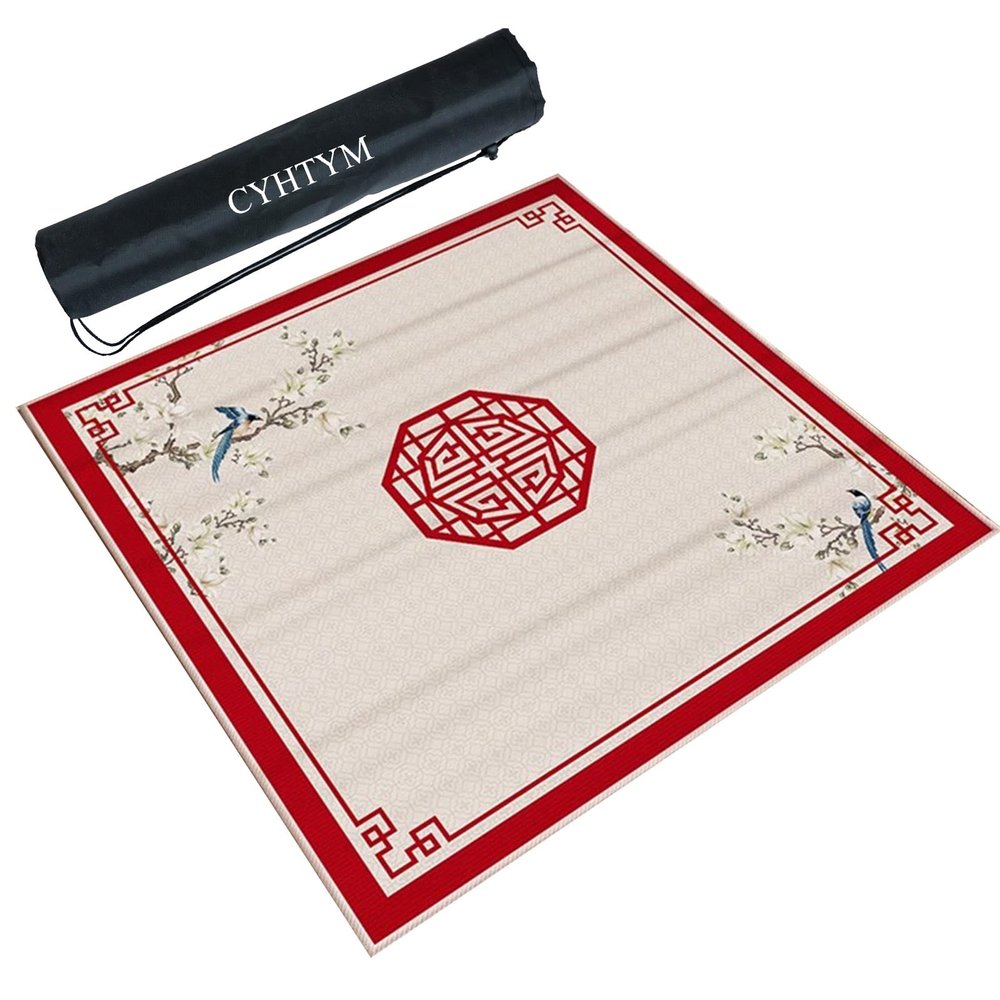 CYHTYM Red Chinese-Style Mahjong Mat, 60 cm/23.6 in