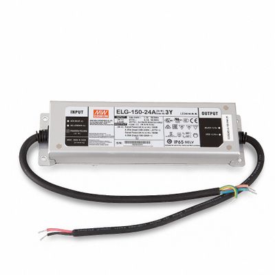 MEAN WELL ELG-150-24A-3Y Power Supply Transformer, 26.4 V DC, 0–6.25 A, 150 W, IP65, for Lighting