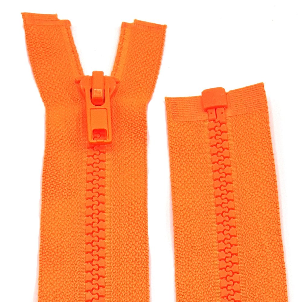 Plastic Zipper for Jackets - Separating / 60 cm - 90 cm (Neon Orange, 85 cm)