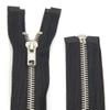 Metal Zipper 6mm Separating for Jackets and Bags / 60-65-70-75-80-90 cm (580 Black-Silver, 75 cm) view 1