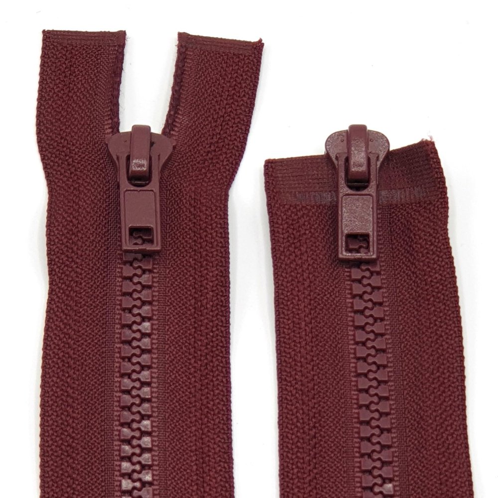 Plastic Zipper 2-Way Separating 60 cm - 90 cm (Bordeaux Red, 90 cm)