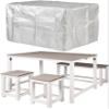 WONDERMAKE Wooden Dining Set for 4 with Cover, Weather-Resistant and Space-Saving, White/Gray view 1