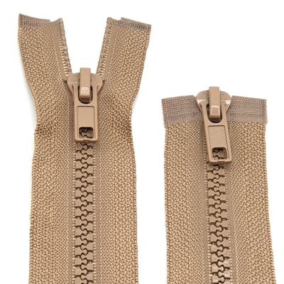Plastic Zipper 2-Way Separating 60 cm - 90 cm (Dark Beige, 75 cm)