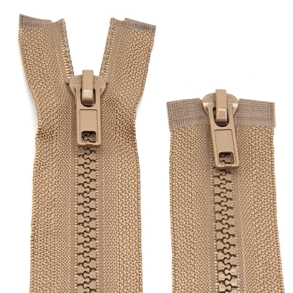 Plastic Zipper 2-Way Separating 60 cm - 90 cm (Dark Beige, 75 cm)