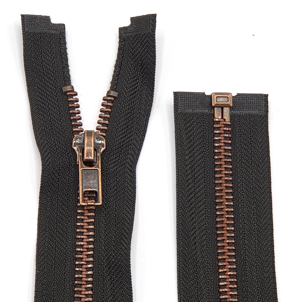 Metal Zipper 6mm Separating for Jackets and Bags / 60-65-70-75-80-90 cm (176 Black-Brown, 90 cm)