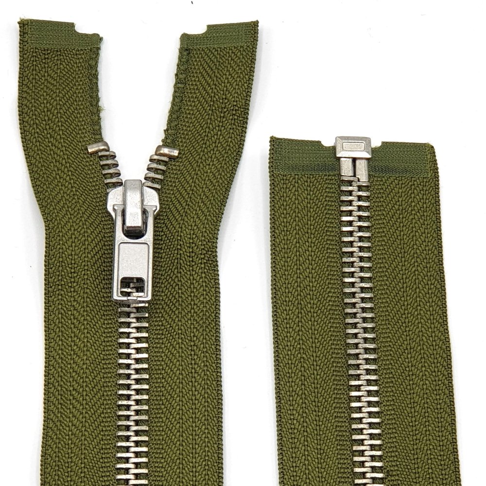 Metal Zipper 6mm Separating for Jackets and Bags / 80 cm (999 Olive-Silver)