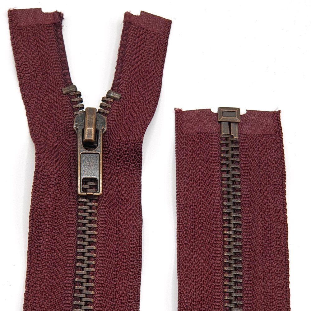 Metal Zipper 6mm Separating for Jackets and Bags / 60-65-70-75-80-90 cm (048 Bordeaux Red, 65 cm)