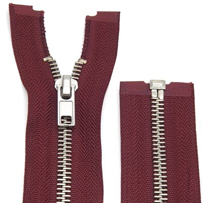Metal Zipper 6mm Separating for Jackets and Bags / 60-65-70-75-80-90 cm (048 Bordeaux Red-Silver, 70 cm)