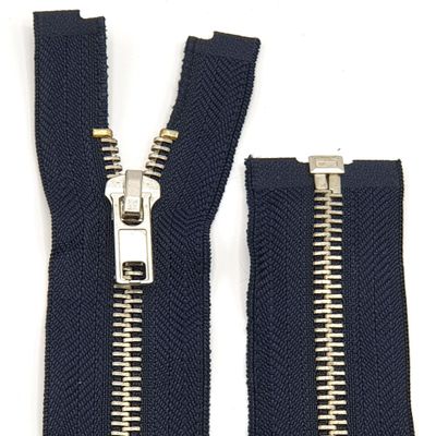 Metal Zipper 6mm Separating for Jackets and Bags / 60-65-70-75-80-90 cm (196 Dark Blue-Silver, 60 cm)