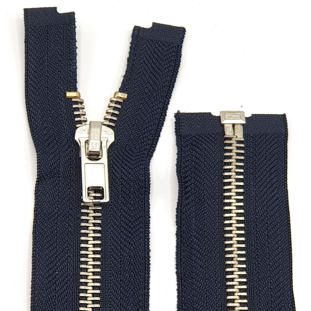 Metal Zipper 6mm Separating for Jackets and Bags / 60-65-70-75-80-90 cm (196 Dark Blue-Silver, 60 cm)