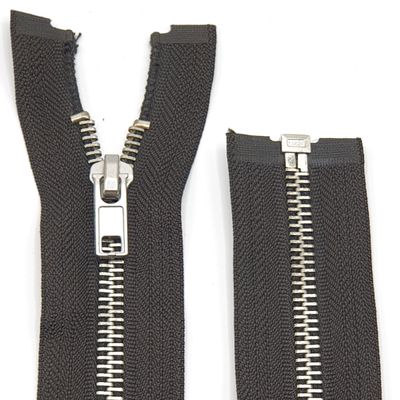 Metal Zipper 6mm Separating for Jackets and Bags / 60-65-70-75-80-90 cm (176 Black-Brown-Silver, 65 cm)