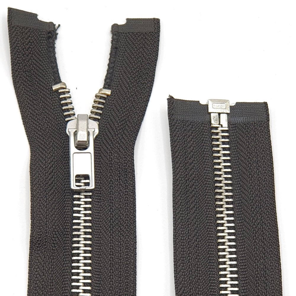 Metal Zipper 6mm Separating for Jackets and Bags / 60-65-70-75-80-90 cm (176 Black-Brown-Silver, 65 cm)