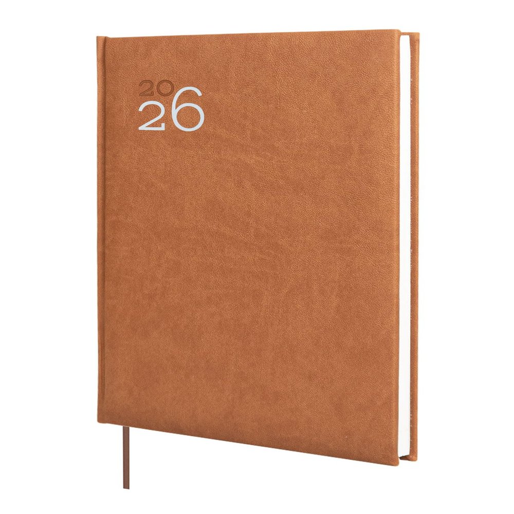 Finocam Milano 2026 Planner, Weekly Vertical Layout, January–December, Padded Hardcover, Brown, Catalan