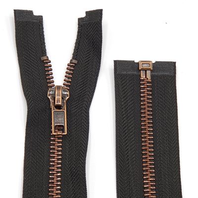 Metal Zipper 6mm Separating for Jackets and Bags / 60-65-70-75-80-90 cm (176 Black-Brown, 75 cm)
