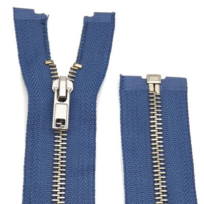 Metal Zipper 6mm Separating for Jackets and Bags / 60-65-70-75-80-90 cm (145 Jeans Blue-Silver, 75 cm)
