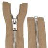 Metal Zipper 6mm Separating for Jackets and Bags / 60-65-70-75-80-90 cm (894 Dark Beige-Silver, 65 cm) view 1