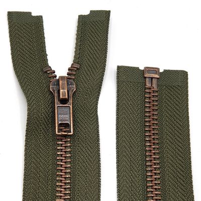 Metal Zipper 6mm Separating for Jackets and Bags / 90 cm (Dark Olive)