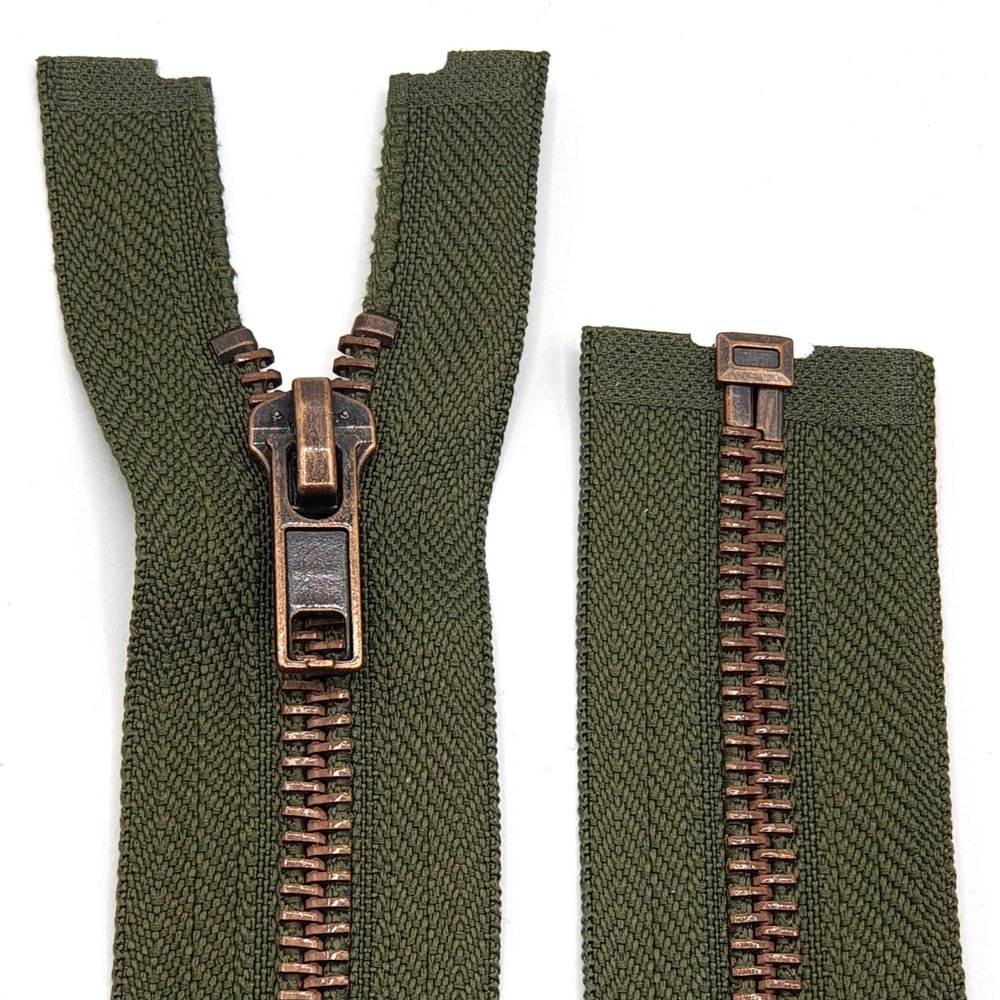 Metal Zipper 6mm Separating for Jackets and Bags / 90 cm (Dark Olive)