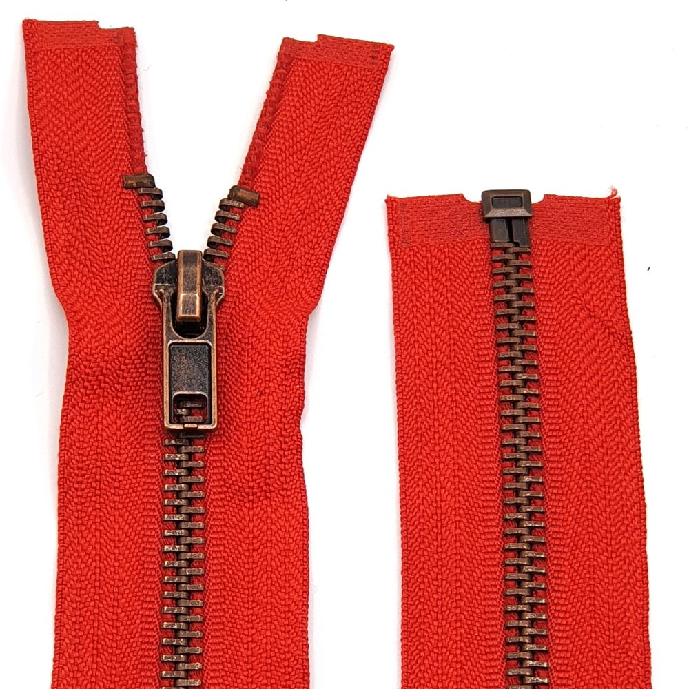 Metal Zipper 6mm Separating for Jackets and Bags / 60-65-70-75-80-90 cm (820 Red, 80 cm)