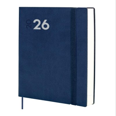 Finocam 2026 Planner, 1 Day per Page, January–December, Elastic Closure, Blue Soft Mara Cover, Spanish