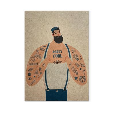 New! Sustainable Grass Card, Vintage Postcard, Dad, Father's Day 'Daddy Cool' without Envelope