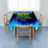 Fasbuy Washable Square Tablecloth, 3D Owl Pattern, Lotus Effect, Stain-Resistant, Blue Flame, 85 x 85 cm, 4 Clips view 2