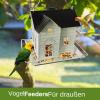 YNPQTDS Solar Bird Feeder with Light, Decorative Metal Finch Feeder for Garden, Patio, and Backyard view 2