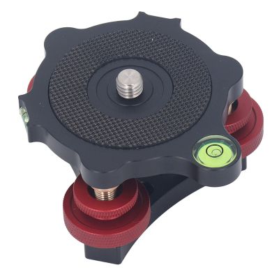 Camera Tripod Head with Leveling Base, Precise Angle Adjustment, Bubble Levels and Triple Wheel Leveler