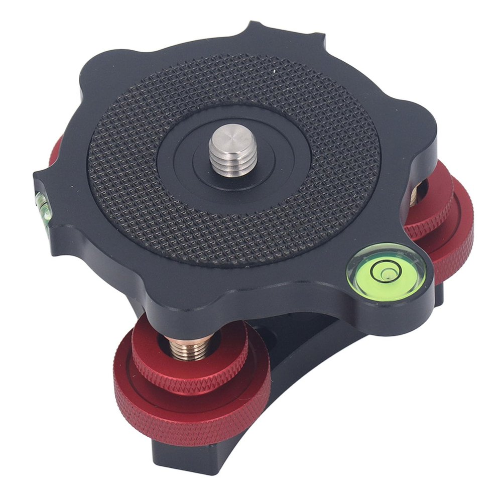 Camera Tripod Head with Leveling Base, Precise Angle Adjustment, Bubble Levels and Triple Wheel Leveler
