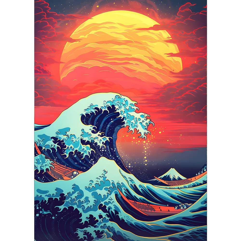 GDYEEH Japanese Waves Diamond Painting Kit