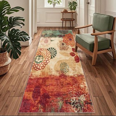 Siunwdiy Long Hallway Runner Rug 100 x 360 cm, Colorful Moroccan Pattern