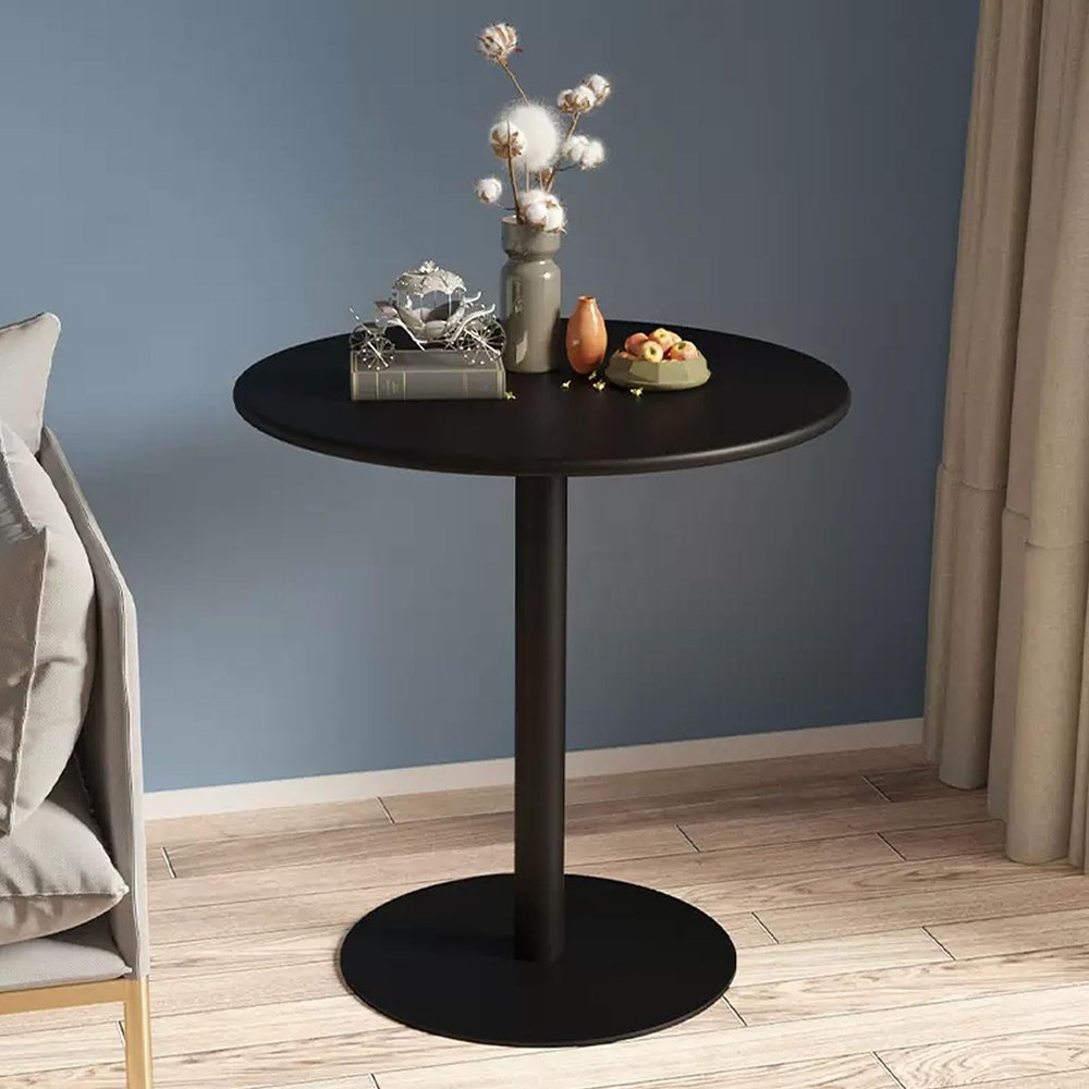 Industrial-Style Round Bar Table, Matte Black